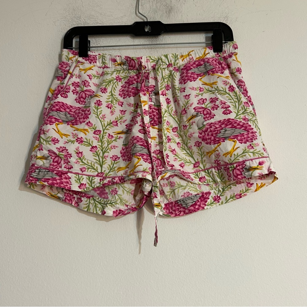 Printfresh Queen Lotus in Pink Cloud Pajama Shorts Size XS Bird Floral